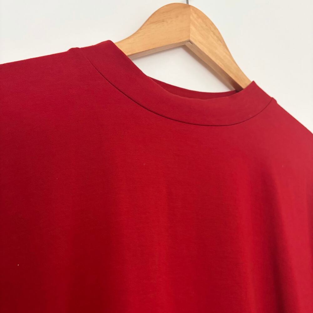Eileen Fisher Boxy Mock Neck Tank Top Cap Sleeve T-shirt Red Size M Tencel - Picture 2 of 8